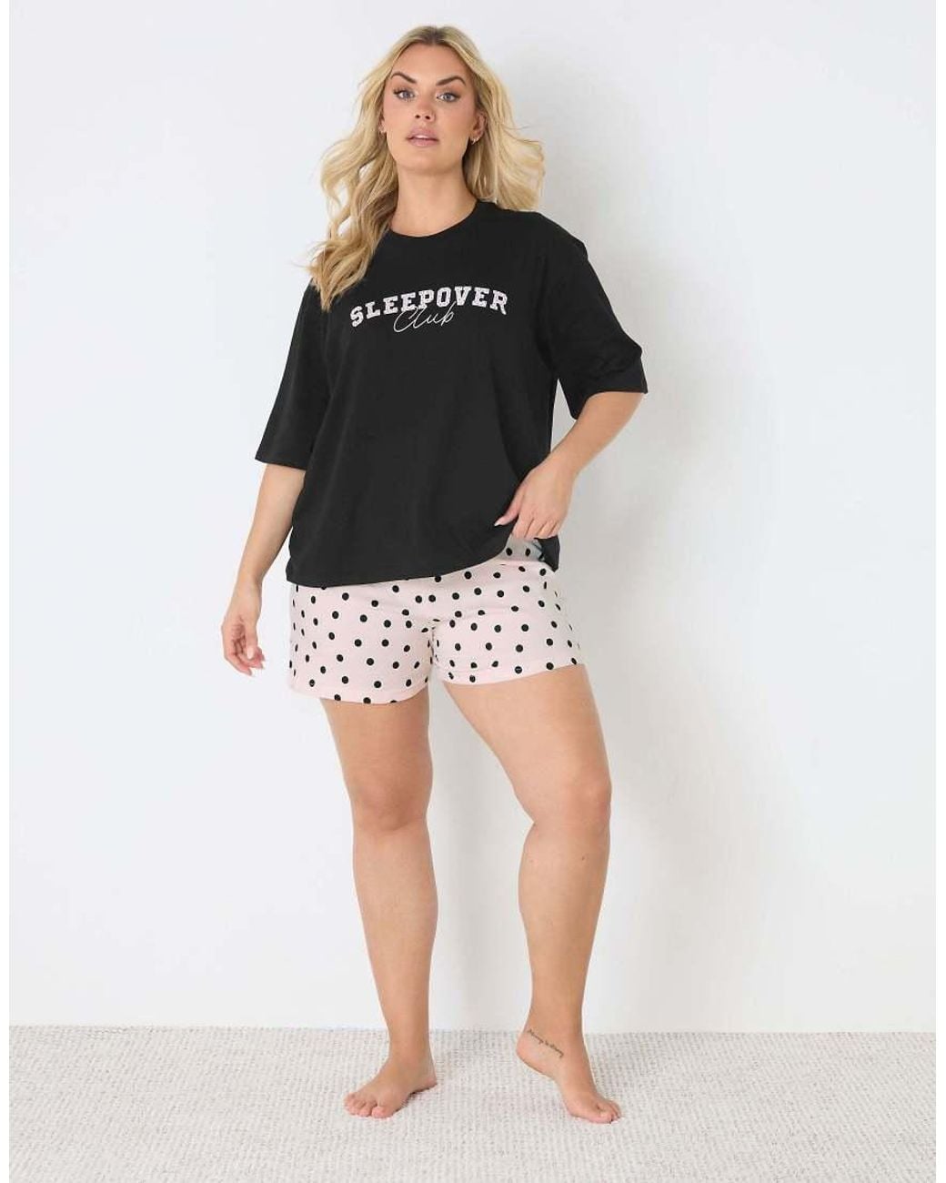 Yours Clothing White Polka Dot Pyjama Shorts