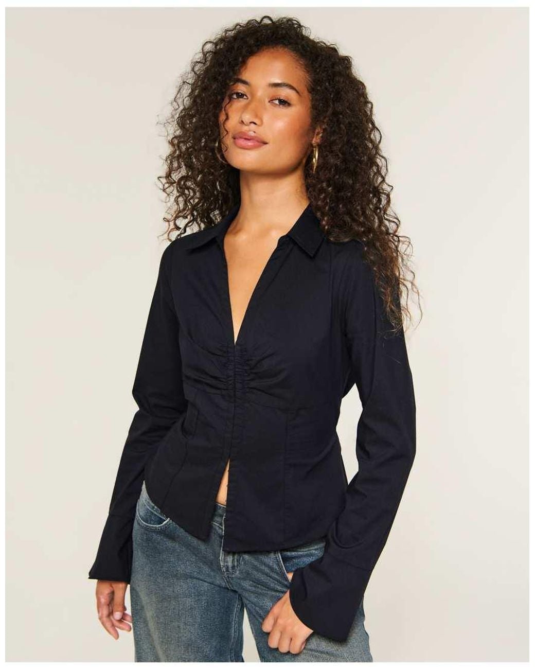 Hollister Blue Ciara Bell Sleeve Shirt