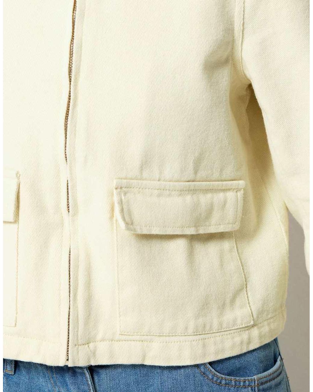 PixieGirl Blue Petite Funnel Neck Denim Jacket