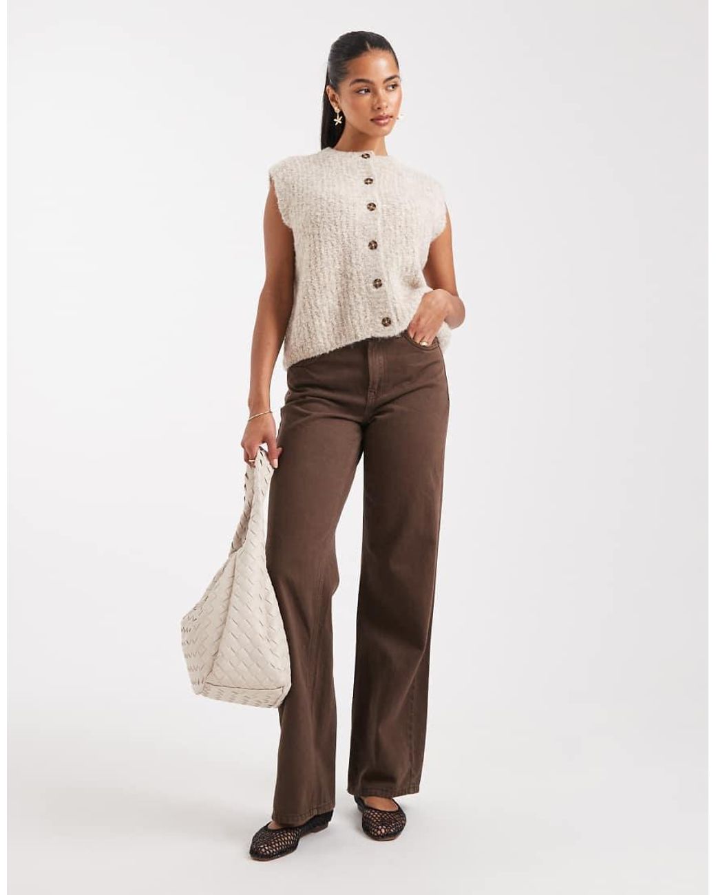 ASOS White Boucle Boxy Waistcoat