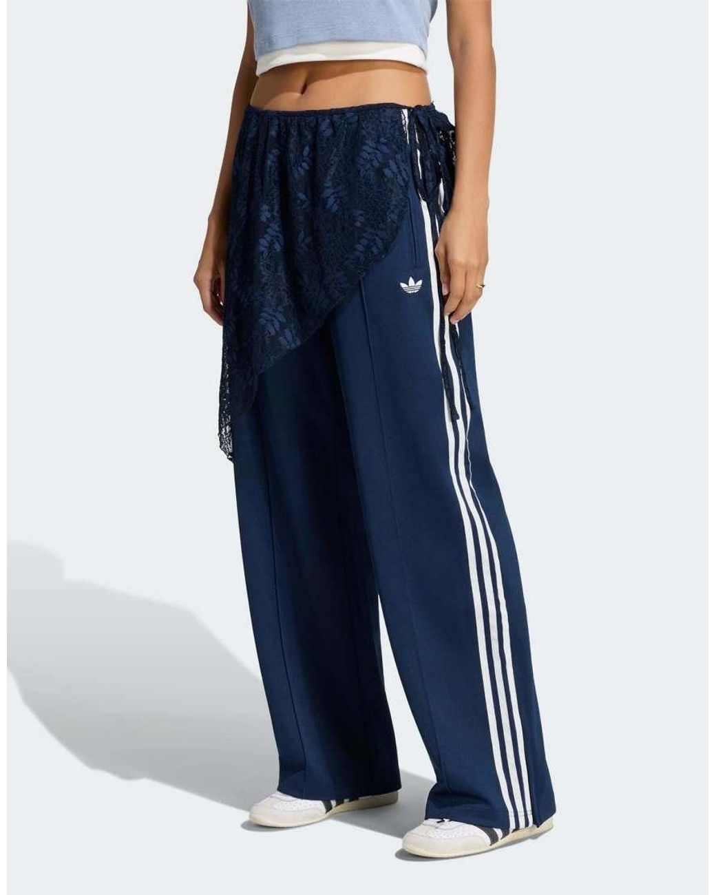 Adidas Originals Blue 2in1 Firebird Loose Track Pants With Lace Skirt