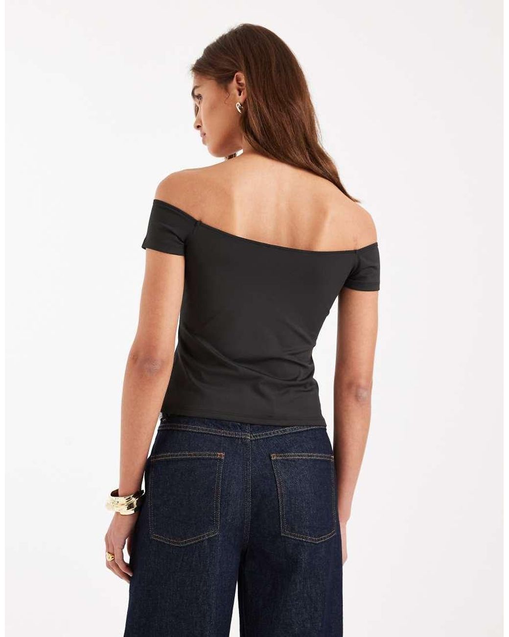 ASOS Black Sculpting Bardot Short Sleeve Top