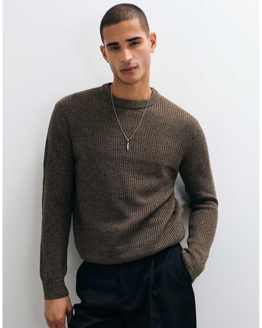 Only & Sons Gray Crew Neck Sweater for men