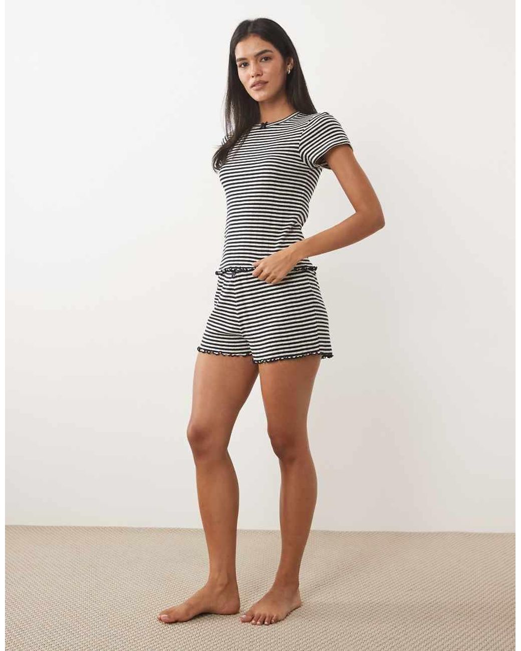 ASOS Black Stripe Pointelle Pyjama Baby Tee