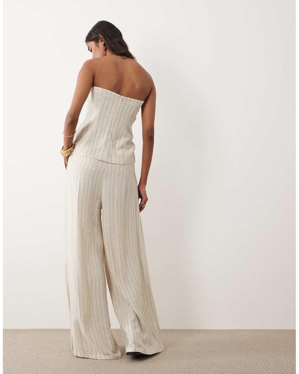 Miss Selfridge Natural Tailored Linen Look Palazzo Pants