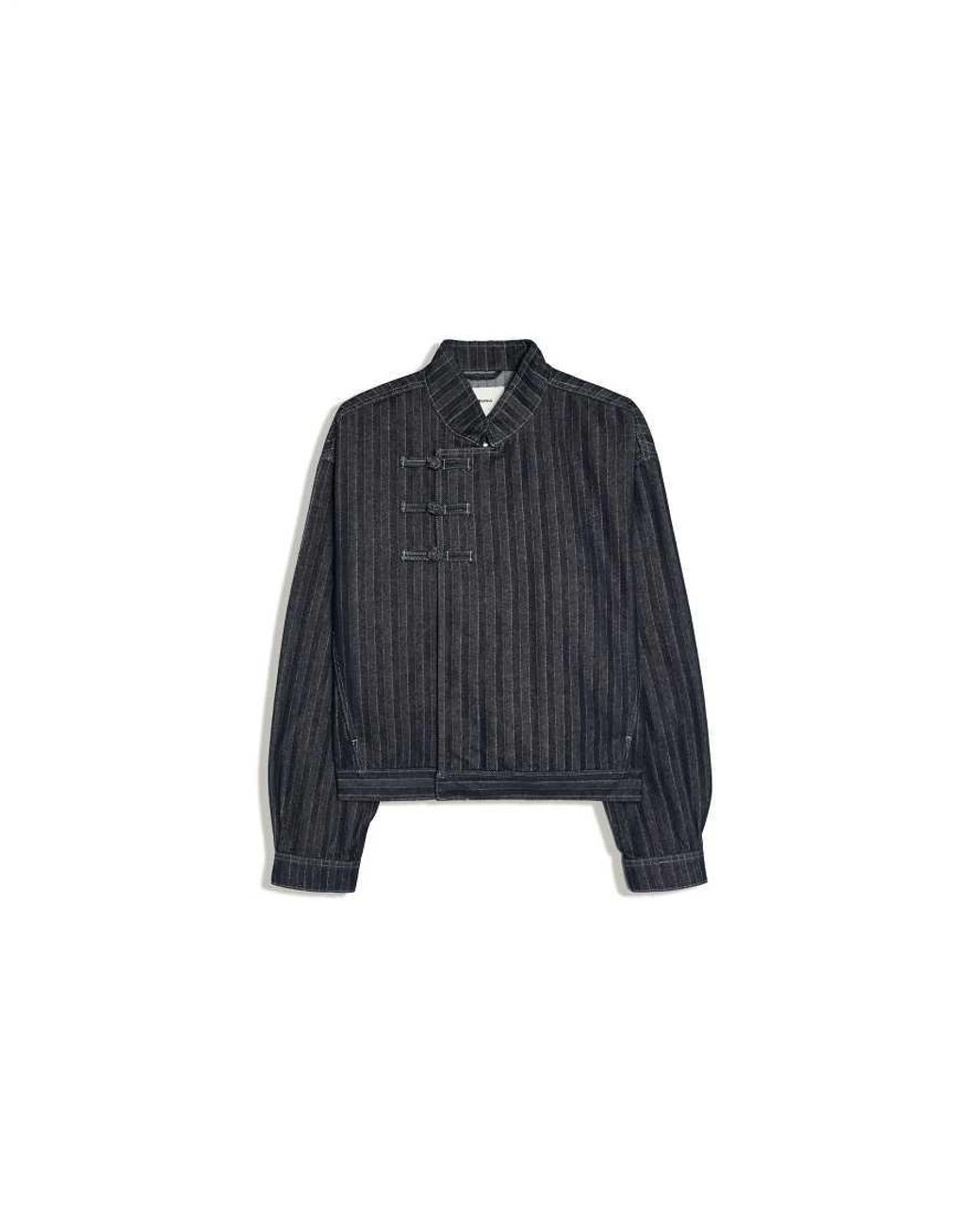 Bershka Blue Textured Clasp Jacket for men