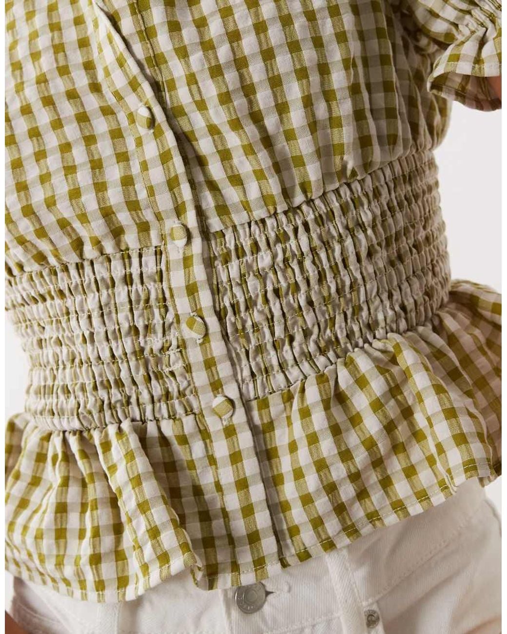 Miss Selfridge Green Shirred Blouse Co-Ord