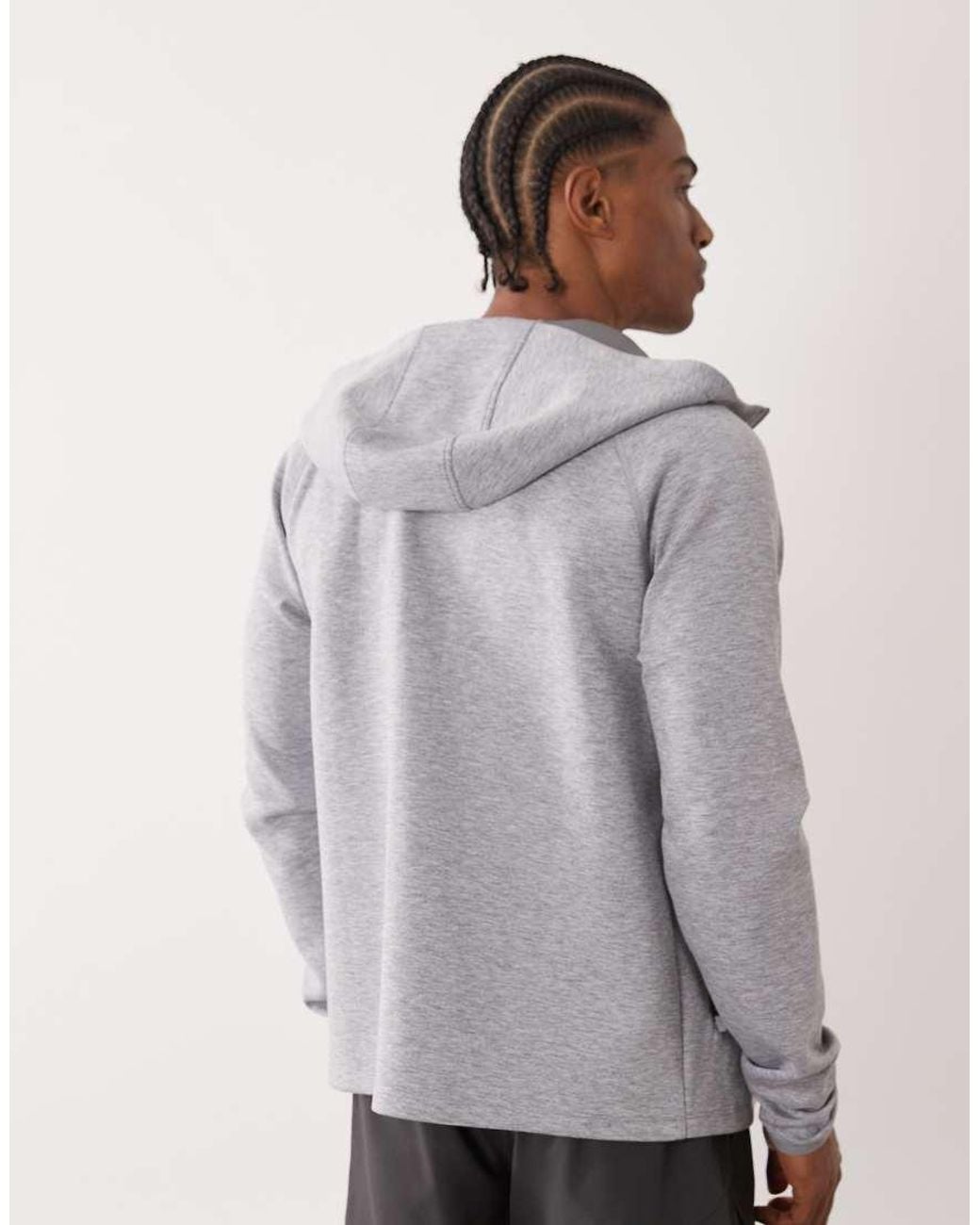 4505 Gray Performance Zip Up Hoodie With Zip Pockets for men