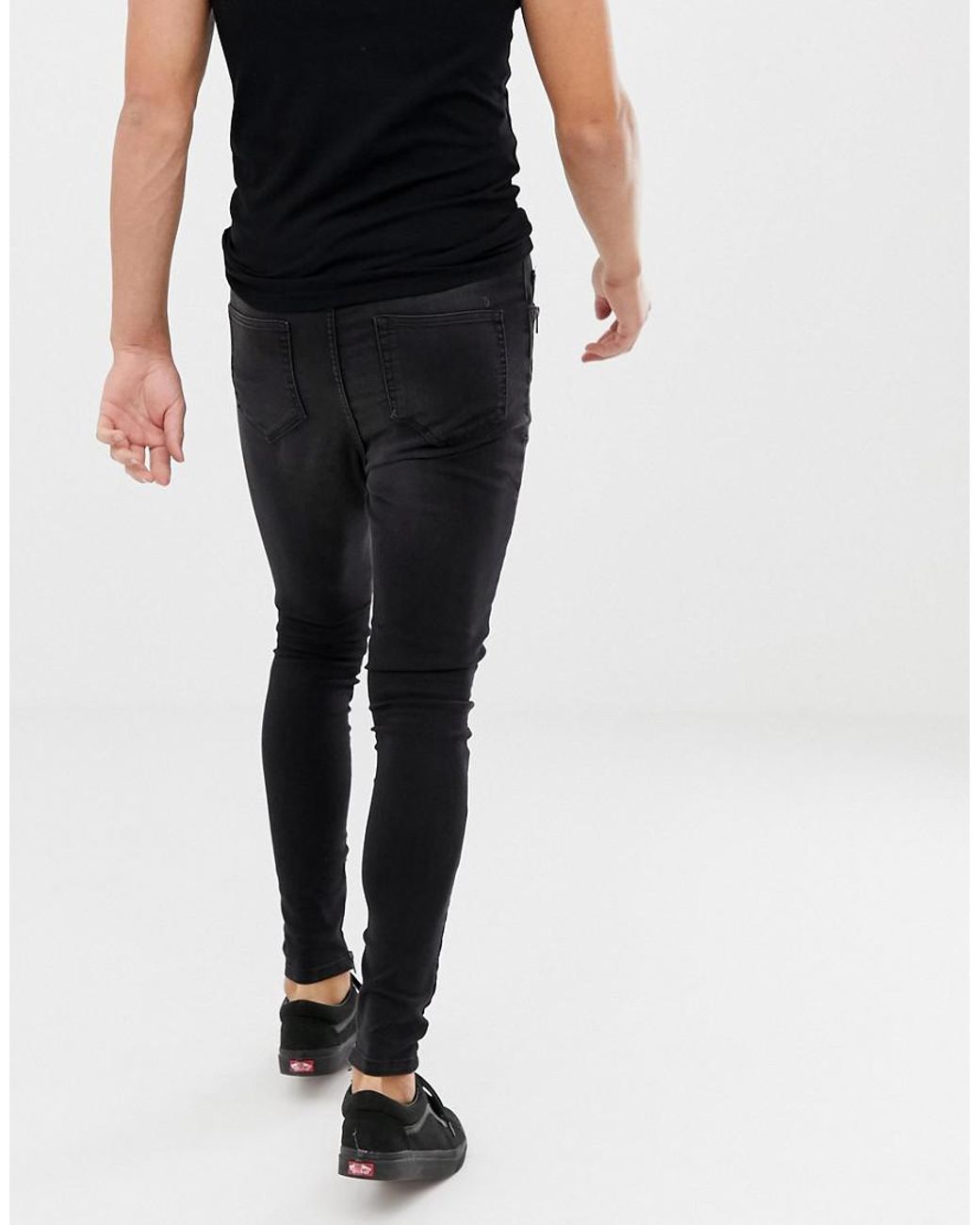 Religion Denim Drop Crotch Super Skinny Fit Jeans With Panelling in Black  for Men | Lyst