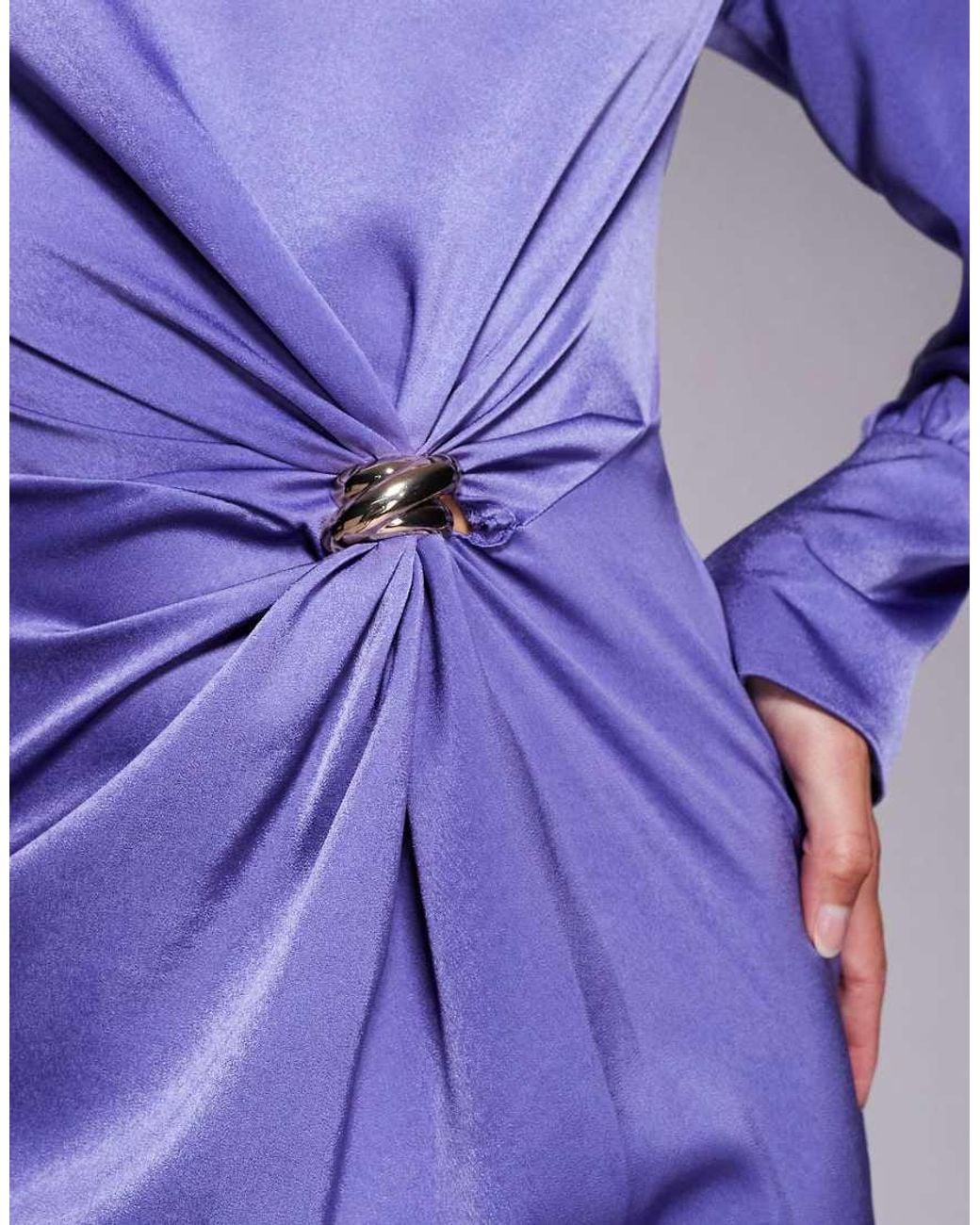 ASOS Purple Asos Design Tall Twist Front Bias Satin Maxi Dress With Hardware