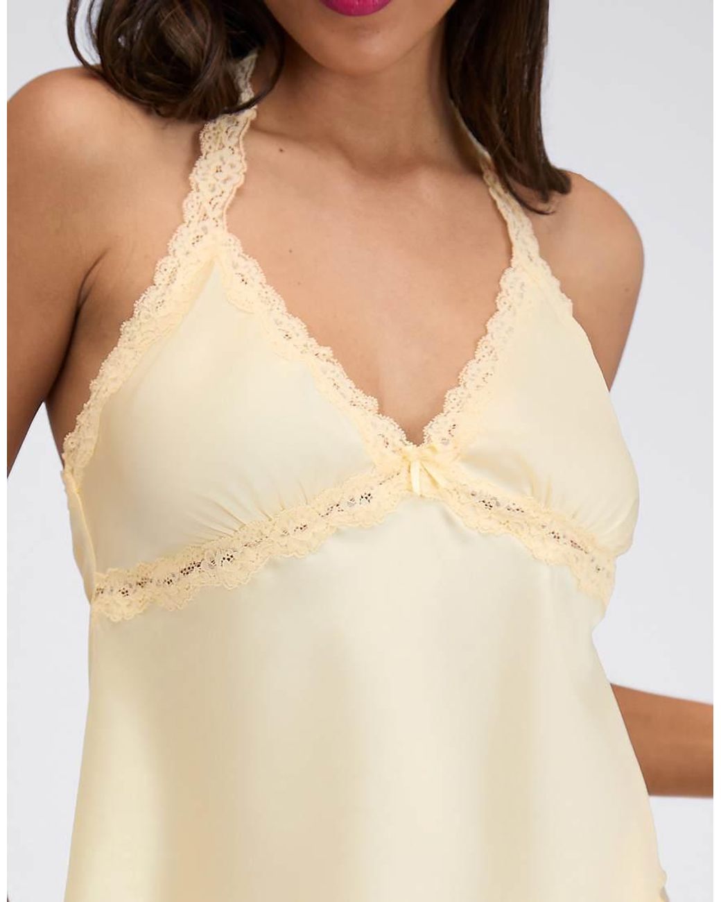 Boux Avenue Natural Carly Halter Satin Short Pyjama Set Halter Top And Shorts Pj