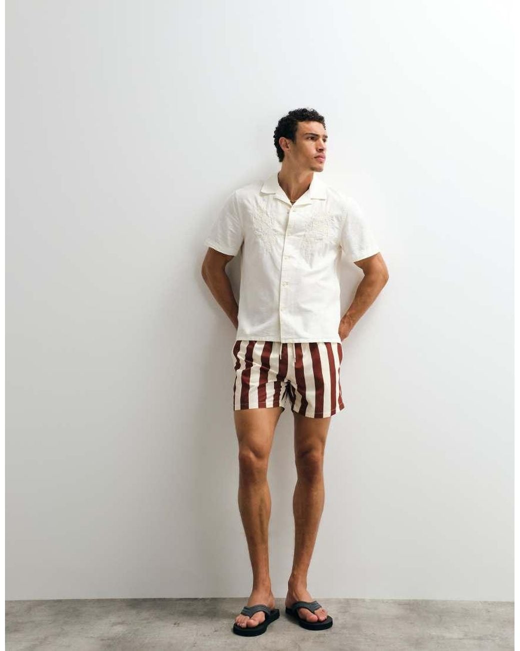 Levi's White Sunset Embroidered Short Sleeve Camp Shirt for men