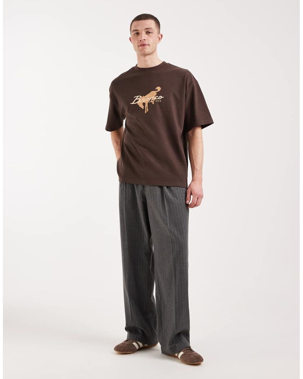 ASOS Brown Oversized Tee With Ford Print for men