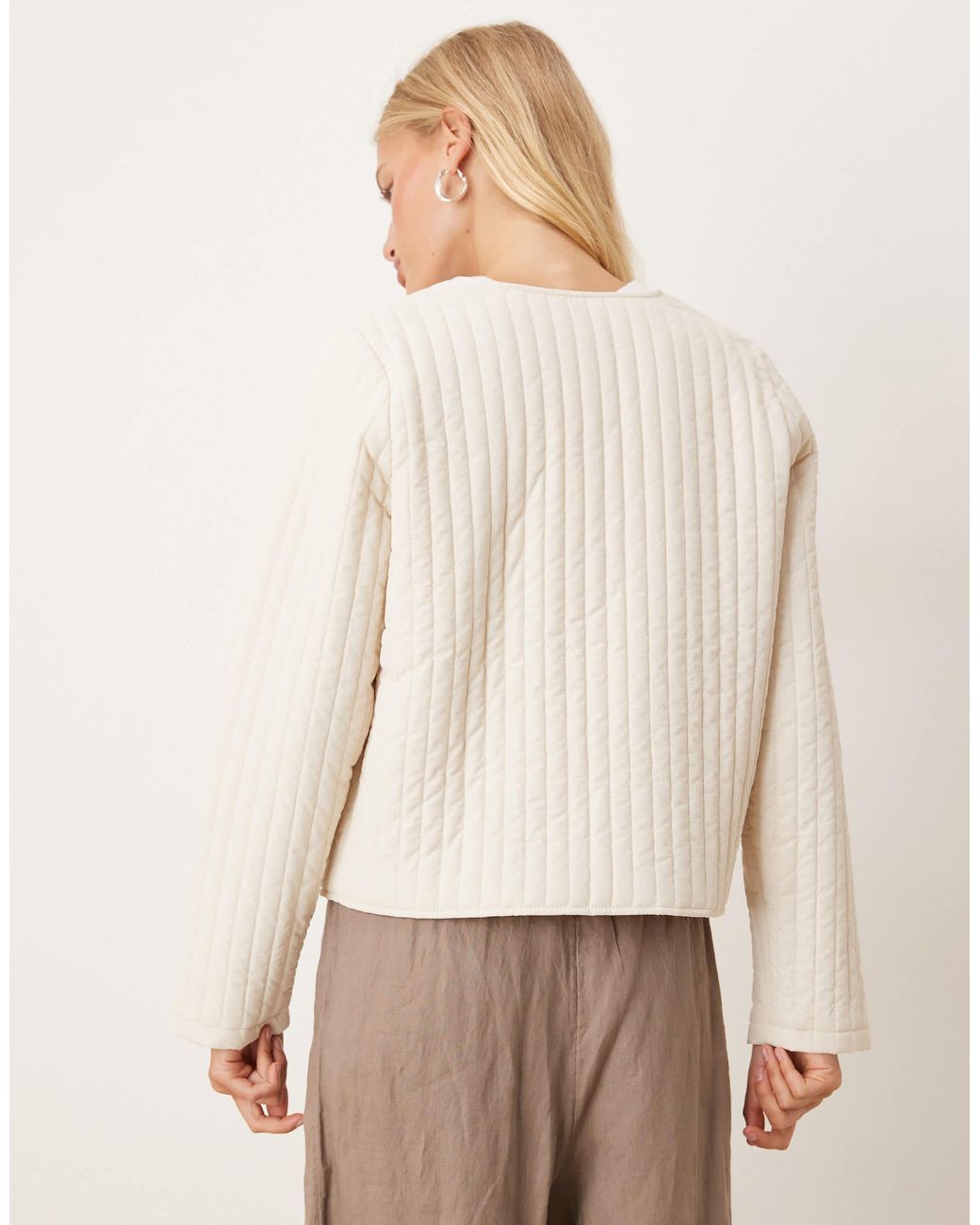 Vila Natural Tie Front Quilted Jacket