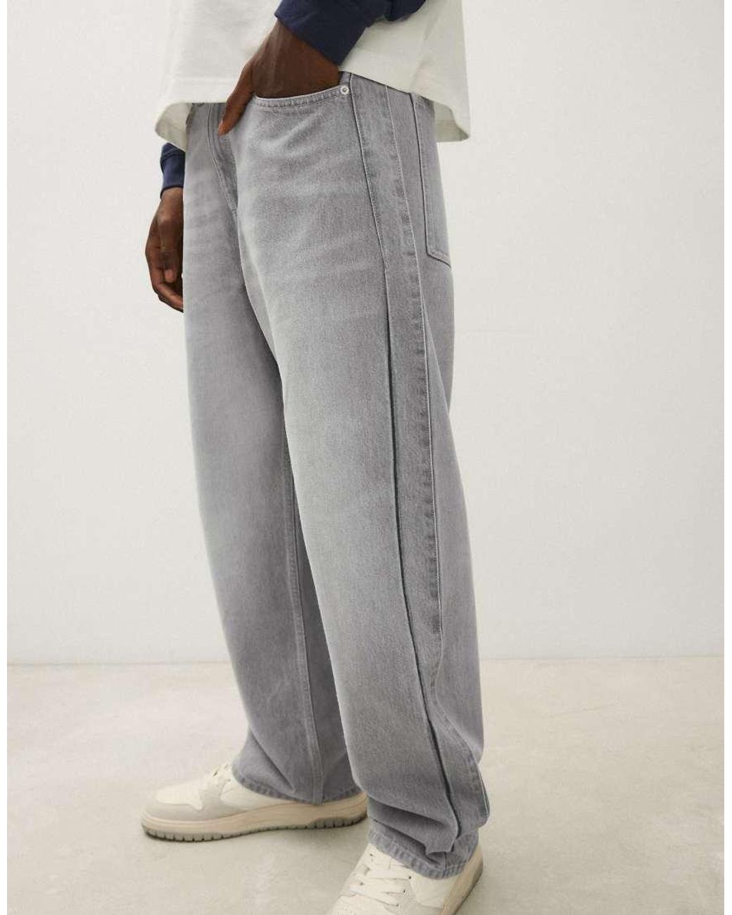 Bershka White Loose Fit Jeans for men