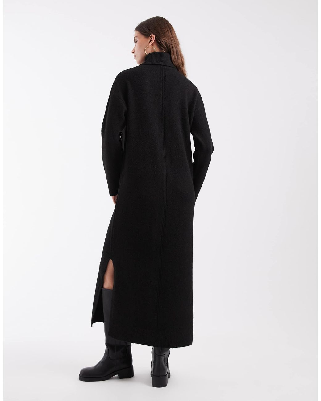 Robe longue en maille à col roulé e Object en coloris White