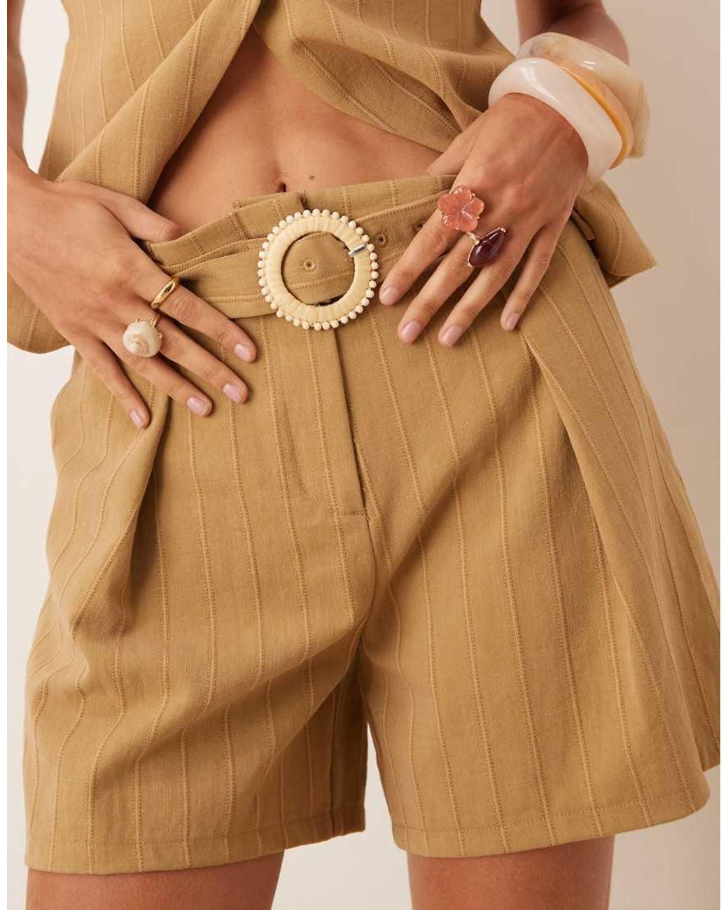ASOS Natural Tailored Belted Short Co Ord