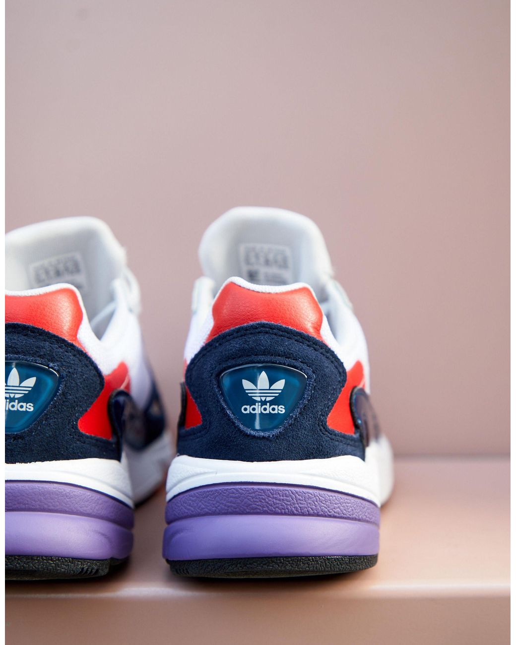adidas Originals White And Navy Falcon Trainers | Lyst