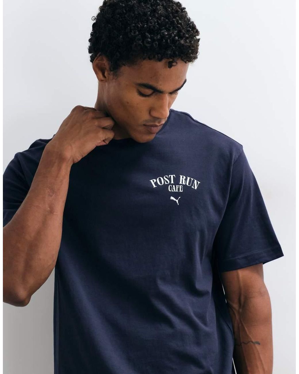 PUMA Blue Graphic Cafe Relaxed Tee for men