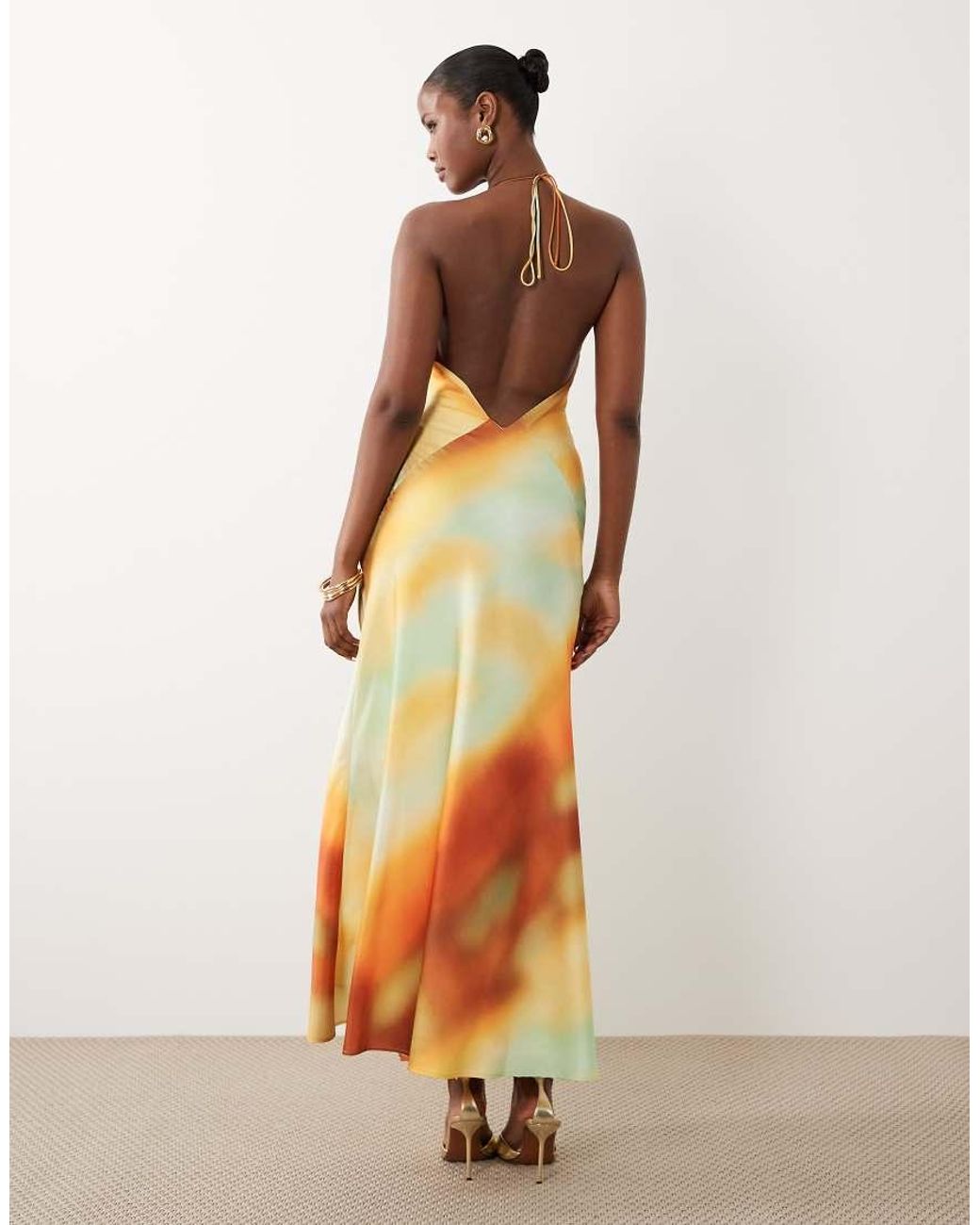 Bardot Multicolor Lizbeth Halter Neck Maxi Dress With Thigh Split