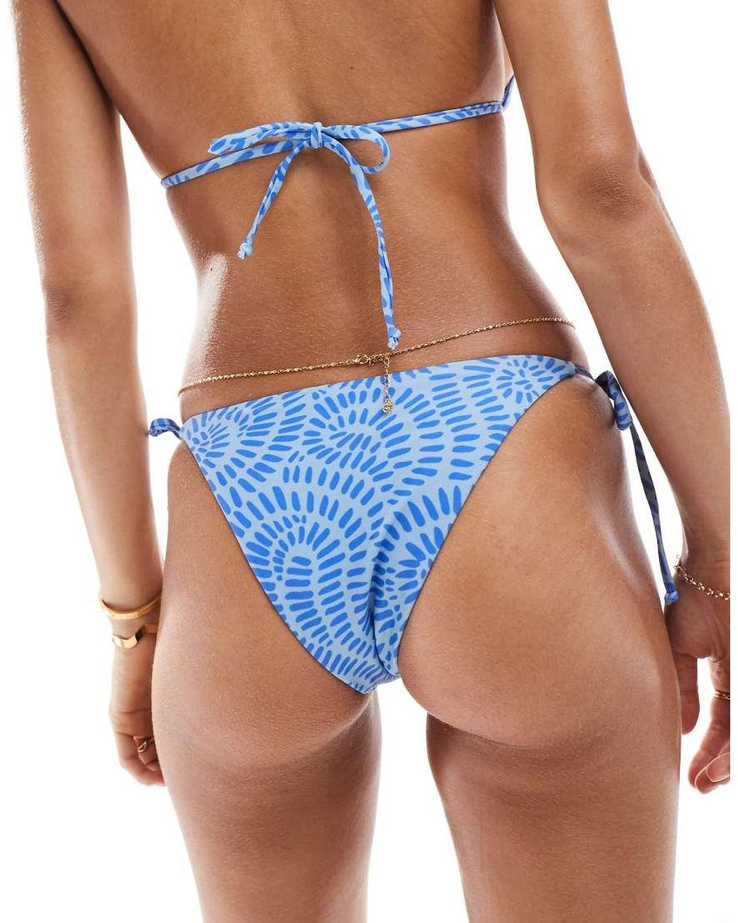 OOSC Blue Moroccan Dream Mix And Match Tie Side Bikini Bottoms