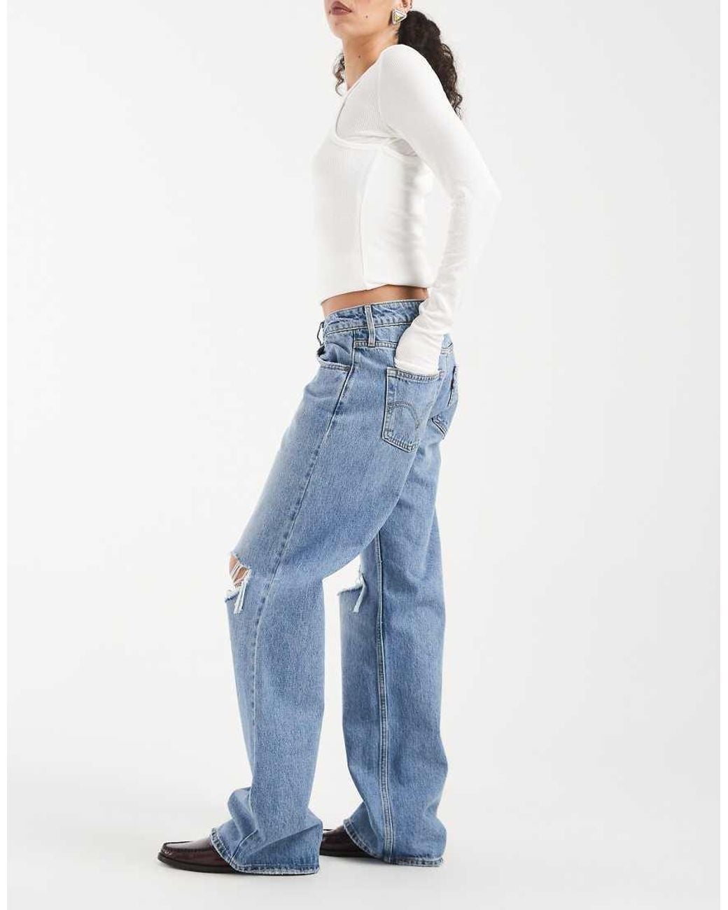 Levi's Blue Low Loose Jeans With Rips