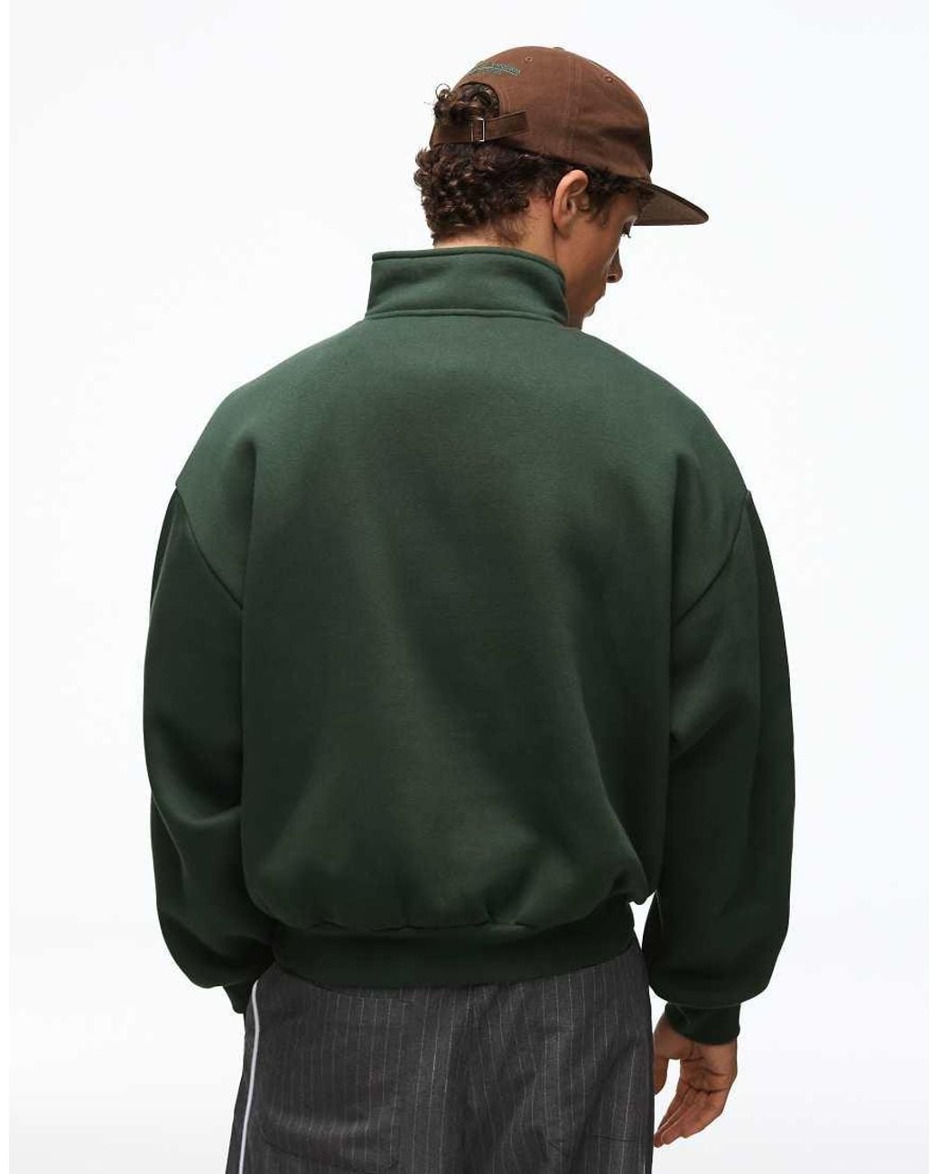 Bershka Green Half-zip Jumper for men