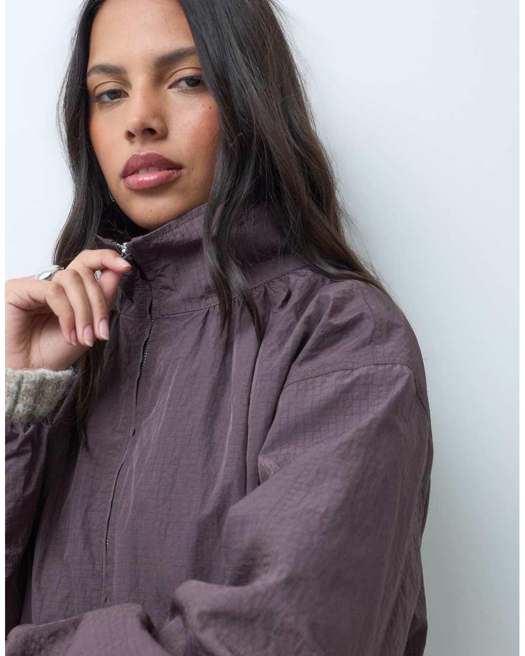 ASOS Purple Oversized Bubble Hem Track Jacket