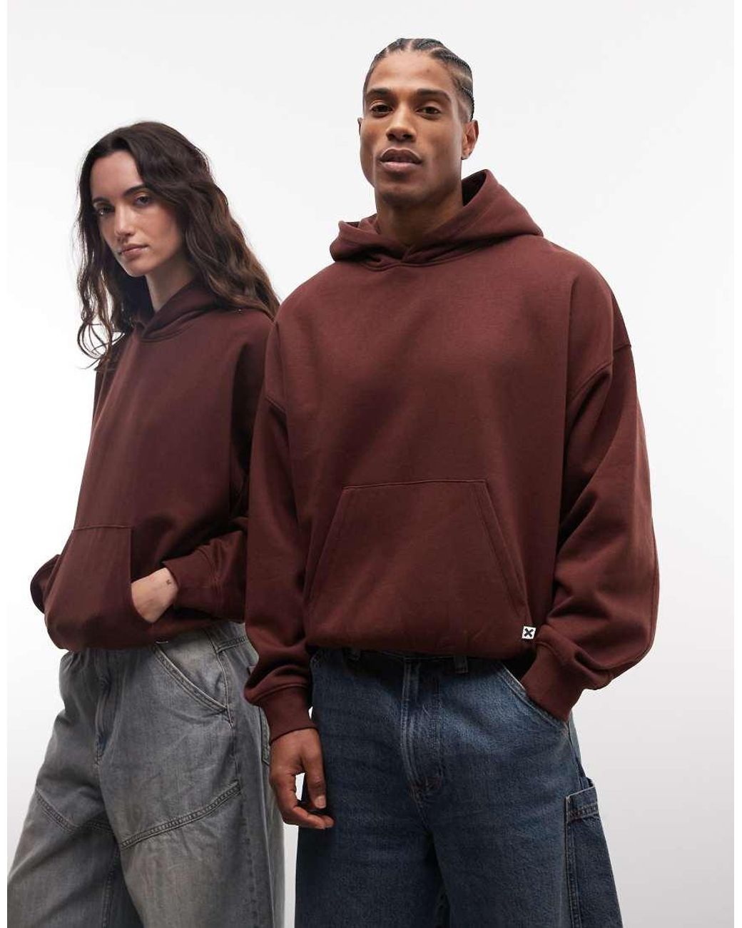 Collusion Brown Unisex Boxy Oversized Hoodie