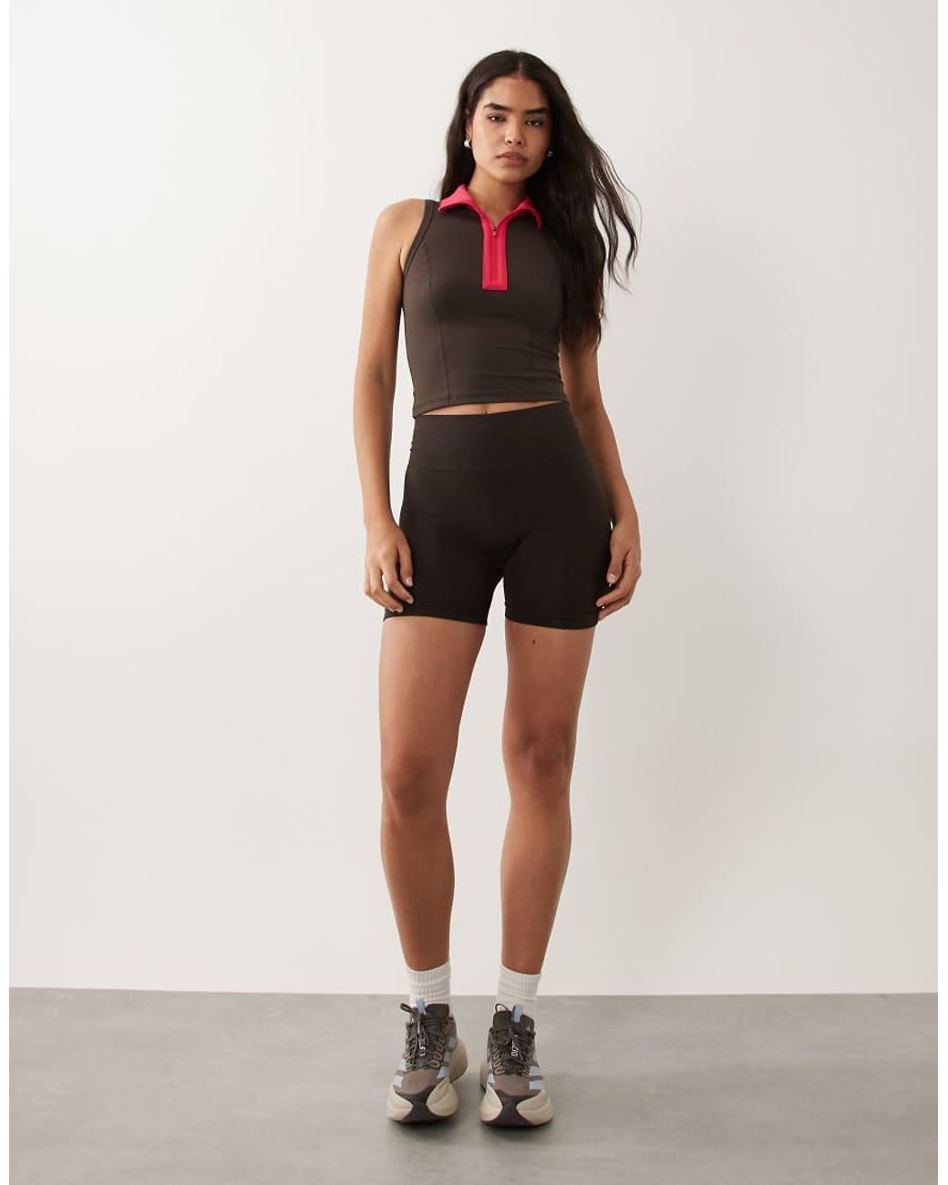 BO+TEE Red Bo+tee Soft Active Quarter Zip Top With Contrast Collar
