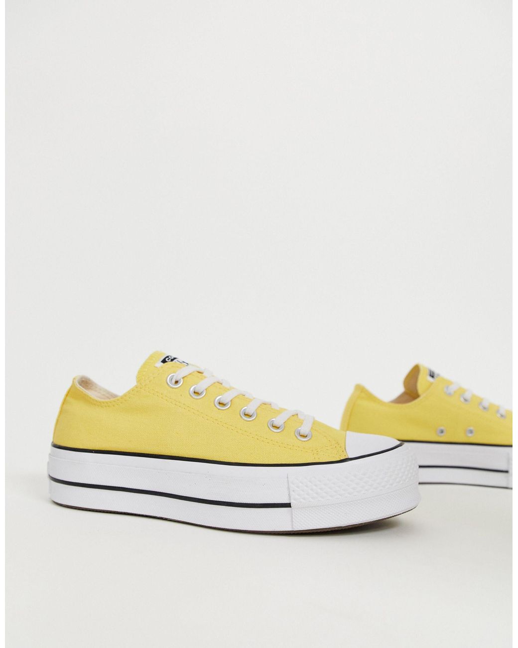 Converse Canvas Chuck Taylor All Star Lo Yellow Platform Trainers | Lyst