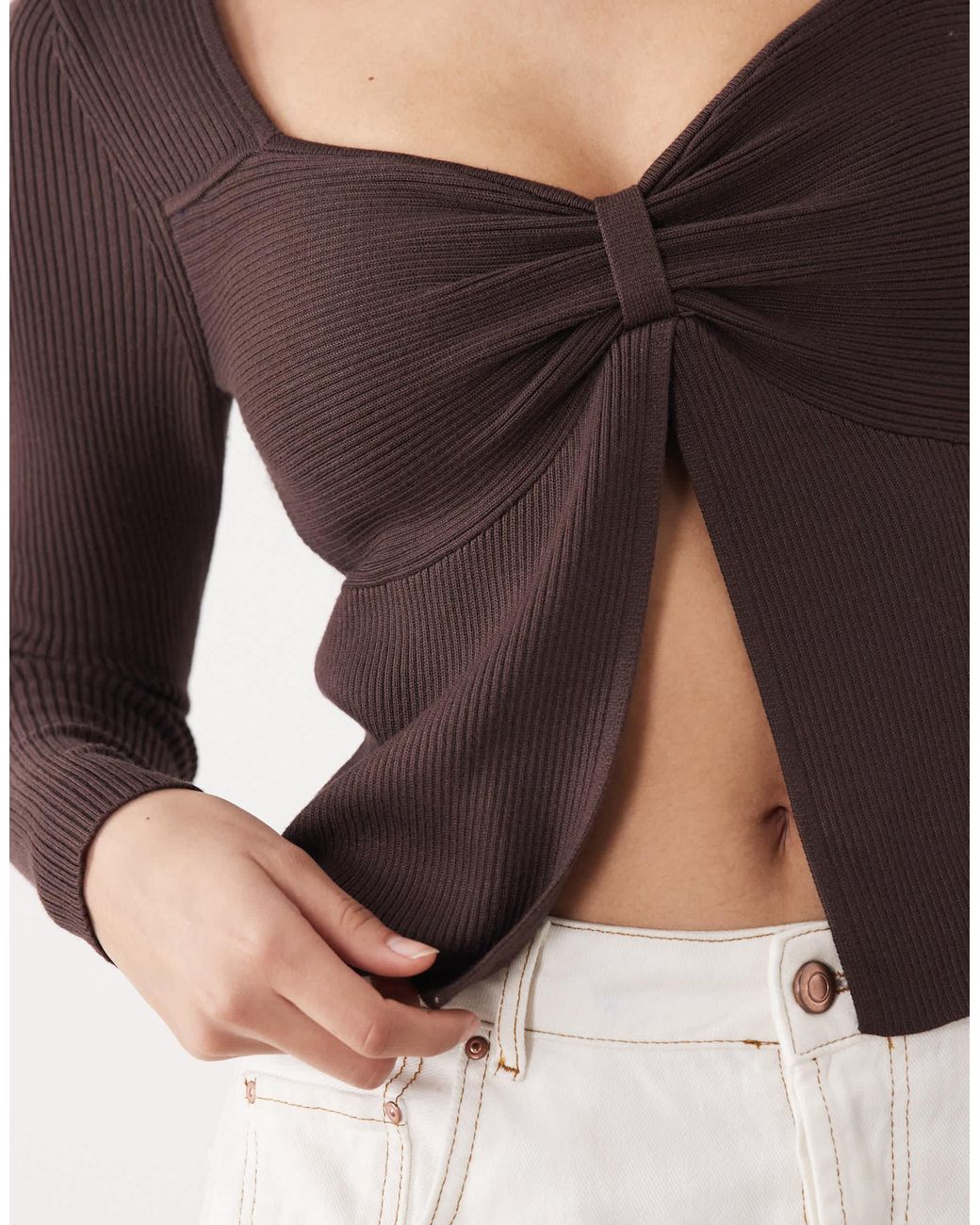 Abercrombie & Fitch Black – langärmliges, geripptes strickoberteil