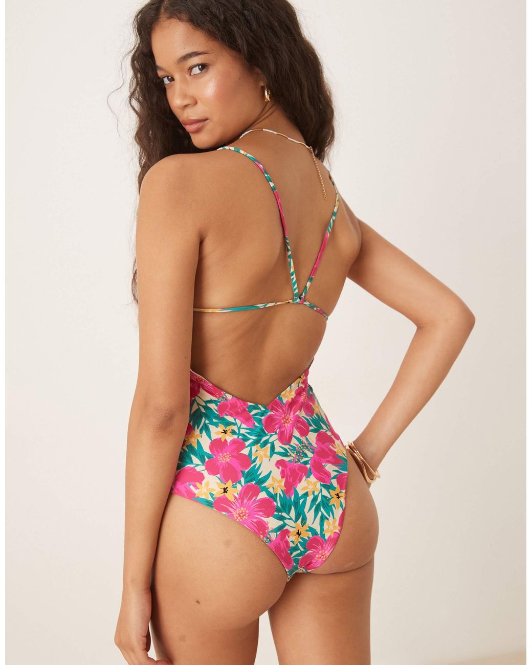 Wild Lovers Multicolor Ohana Floral Print Cut Out Swimsuit