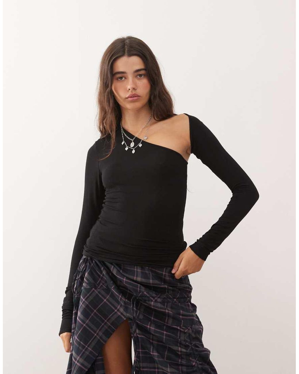 Weekday Natural Super Soft Long Sleeve Top With Asymmetric Cut Out Detail