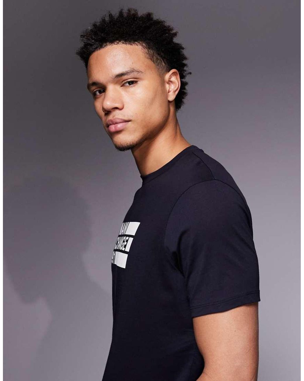 ARMANI EXCHANGE Blue Central Logo T-shirt for men