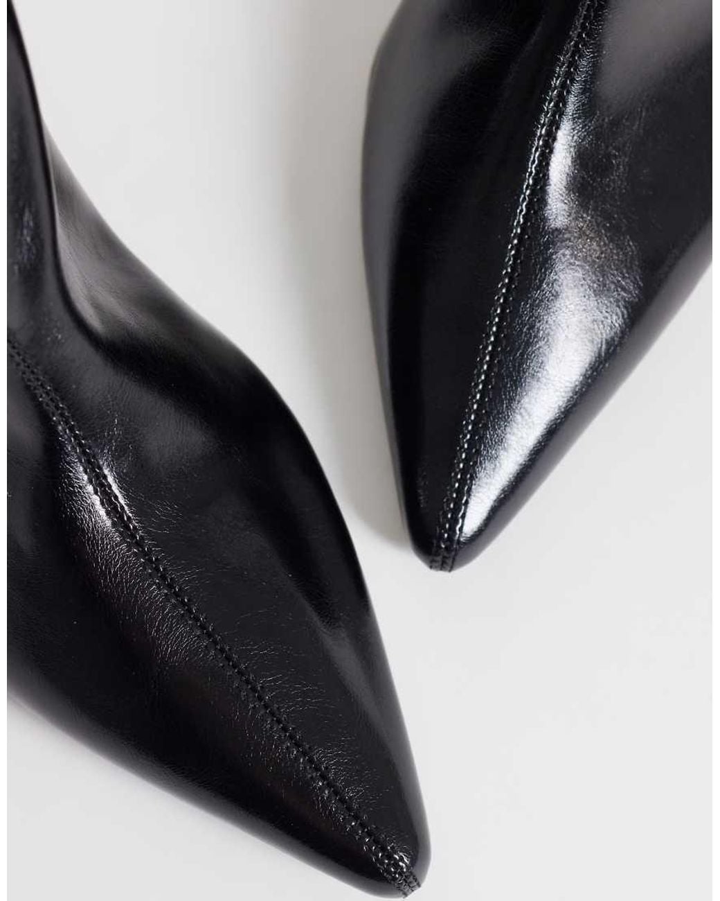 ASOS Black Camille Kitten Heel Pull On Knee Boots