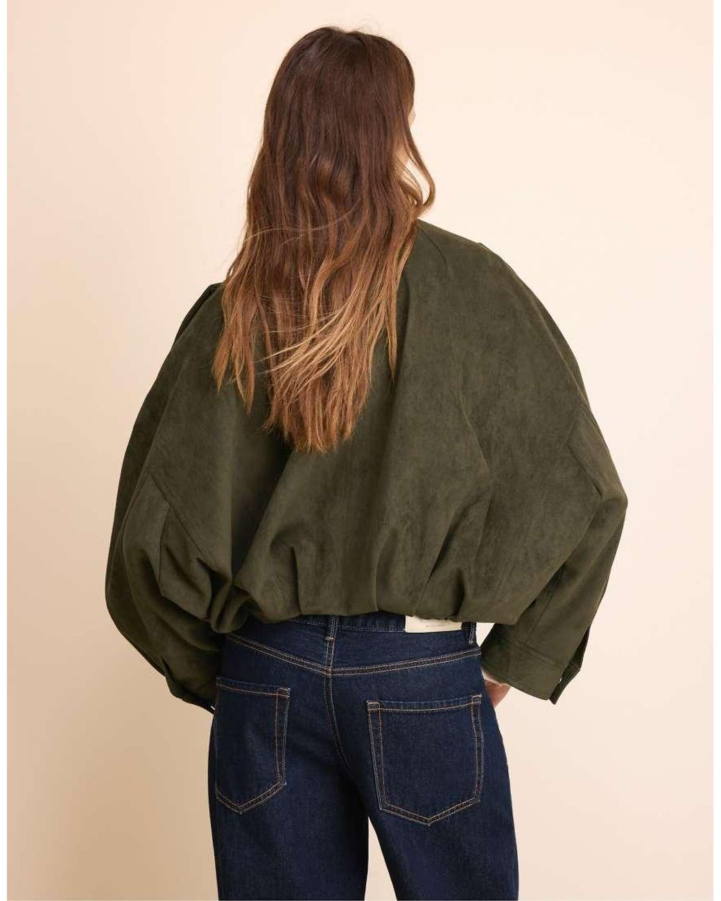 Stradivarius Green Oversize Faux Suede Jacket