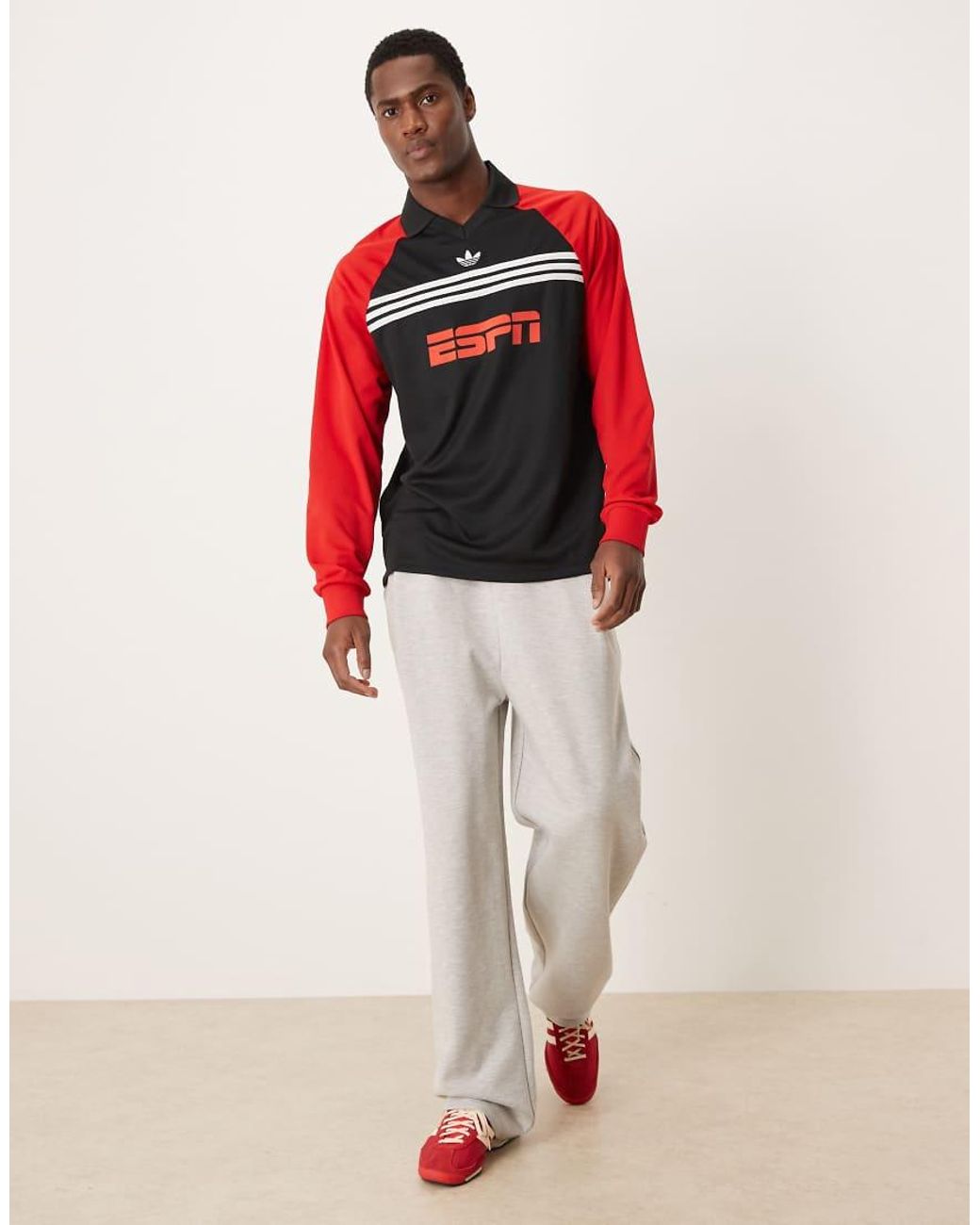 Adidas Originals Red Espn Long Sleeve Polo for men