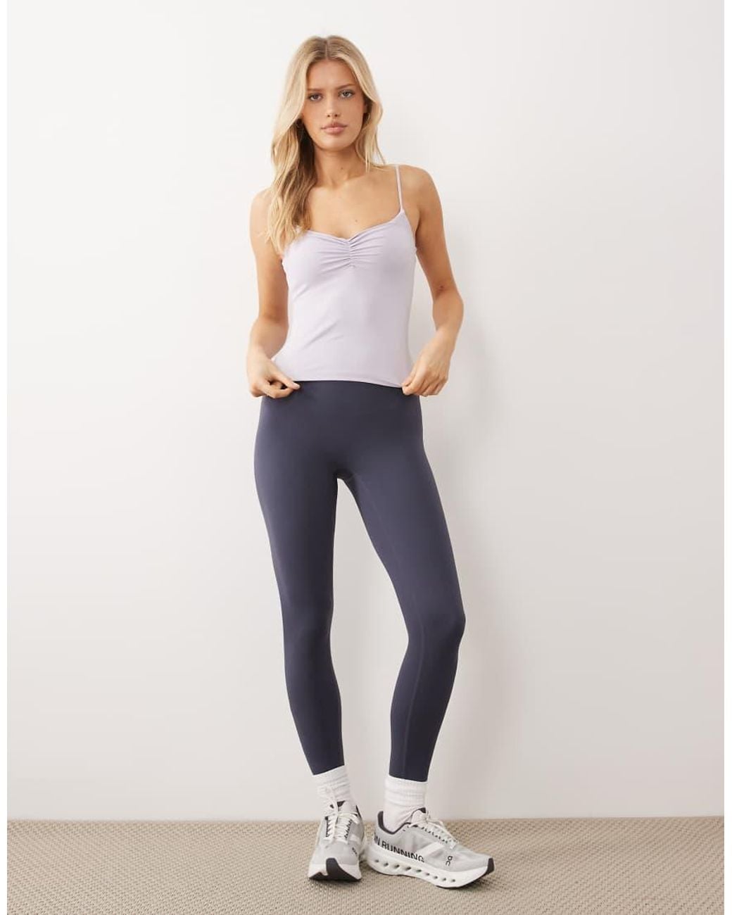 Gina Tricot Blue Soft Ruched Yoga Tank Top