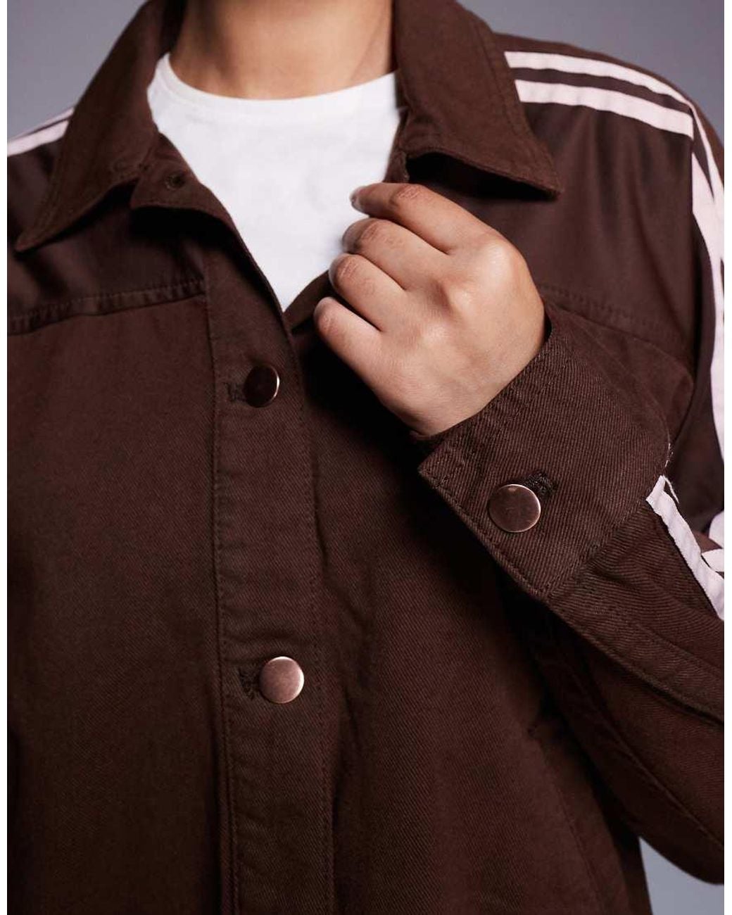River Island Brown Striped Detail Denim Jacket