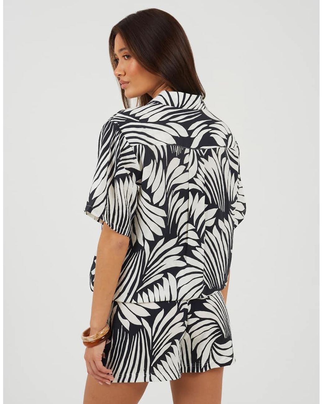 Brave Soul Black Printed Short Sleeve Shirt And Short Set