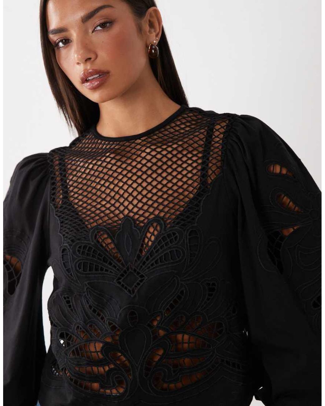 ASOS Black Boxy Top With Cutwork Design