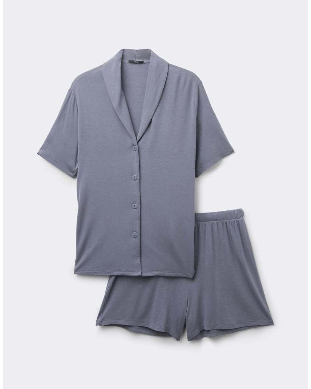 Tezenis Blue Short Viscose Button-Up Pyjamas