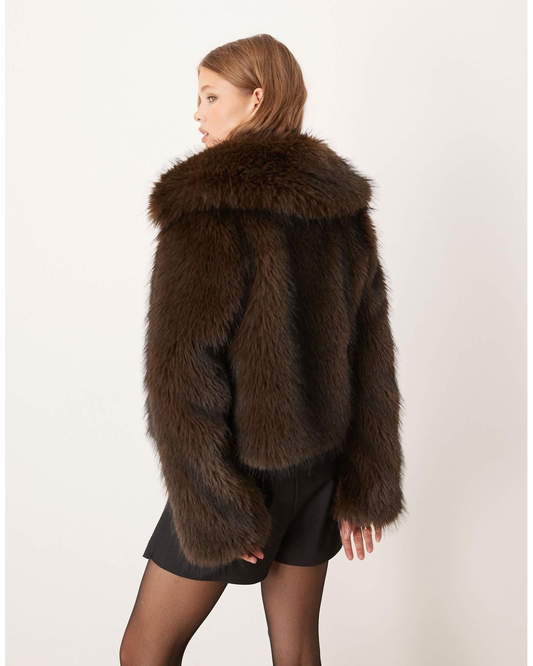 Threadbare Black Short Fur Jacket With Collar