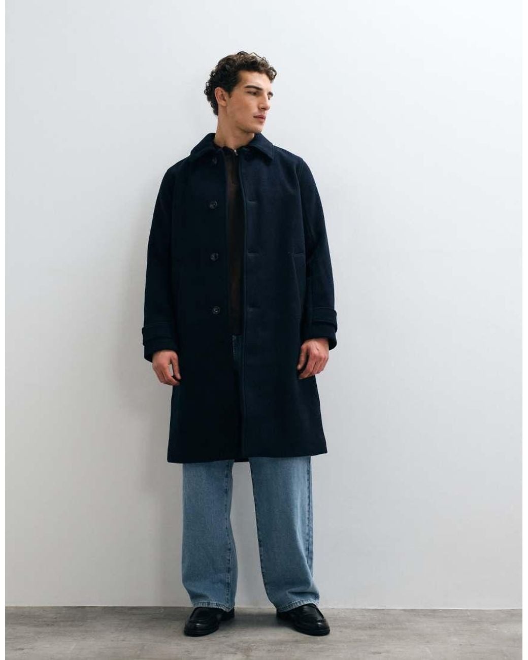 Abercrombie & Fitch Blue Oversized Wool Blend Longline Coat for men