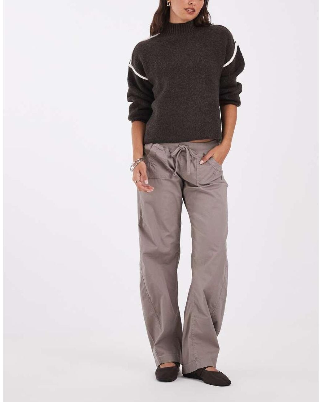 Hollister Natural Uy2k Low Rise Flared Utility Pants