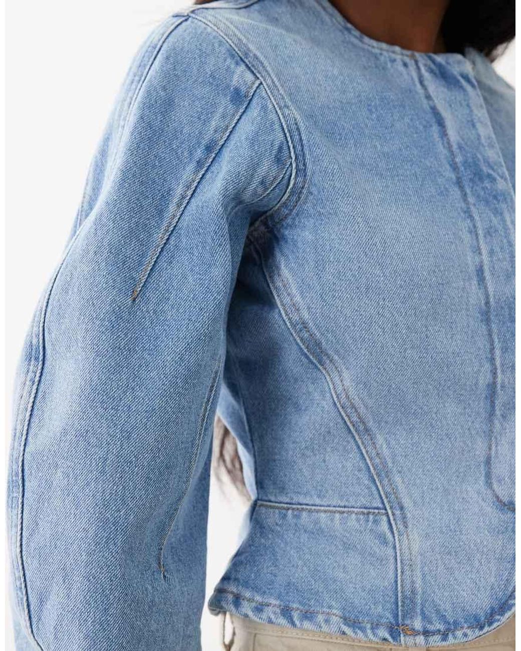 ASOS Blue Denim Cinched Barrel Sleeve Jacket Co Ord