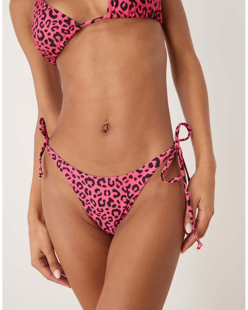OOSC Red Leopard Tie Side Bikini Bottoms