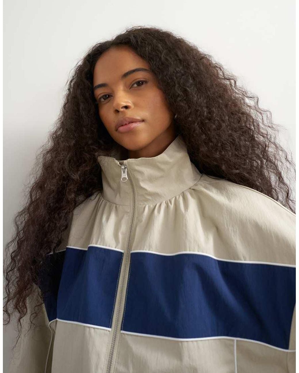 TOPSHOP Blue Contrast Piping Track Jacket