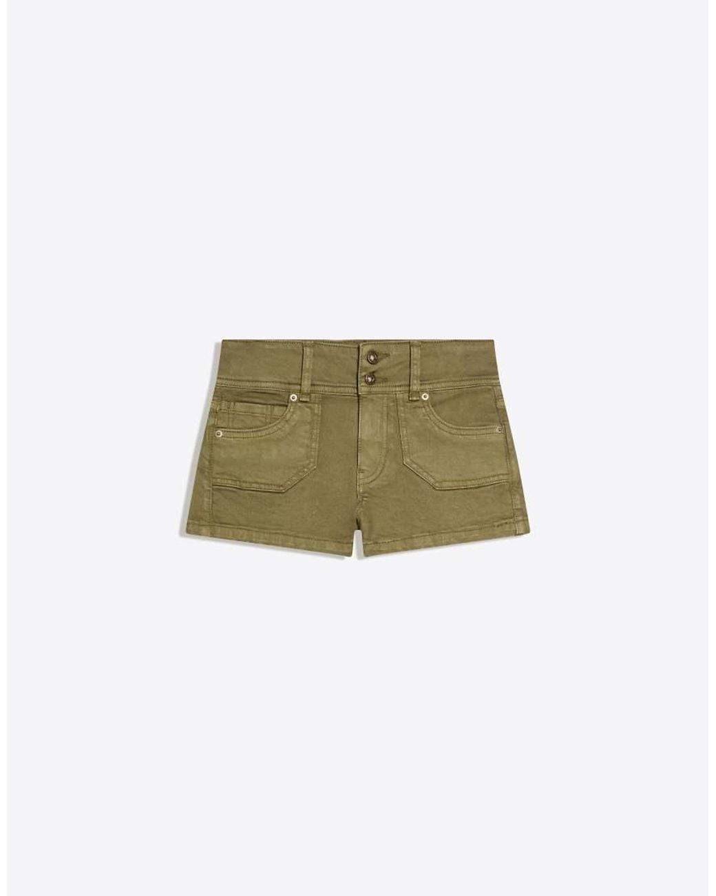 Bershka Green Denim Mini Shorts